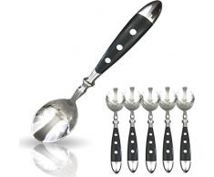 Kerafactum 6 Löffel Suppenlöffel Loeffel Set Tafellöffel für Suppen Eintöpfe Speiselöffel genietet Edelstahl Besteck mit schwarzen Griffen im Landhausstil Bistro Set erweiterbar Table Spoon