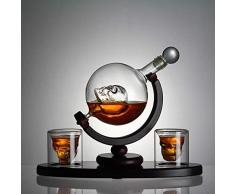 Whisky Karaffe mit Skull Gläser, Totenkopf Glas Whiskey Dekanter-Set Globus-Dekanter Whiskeygläser Totenkopf Whiskyglas Set