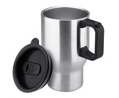 Isosteel VA-MC304 0,4 Liter mit Henkel Doppelwandiger Autobecher, Passend für gängige Autohalterungen, 18/8 Edelstahl, BPA frei