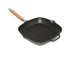 Grillpfanne Gusseisen Steakpfanne Bratpfanne Holzgriff abnehmbar 24 cm Induktion