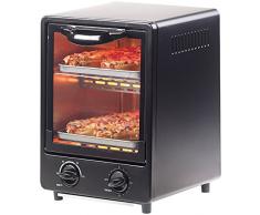 Rosenstein & Söhne Kleiner Backofen: Kompakter Mini-Backofen mit zwei Ebenen, 900 Watt, 9 Liter, Hochformat (Toaster-Backofen)