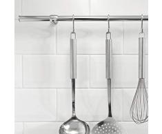 Gedotec Haken-Leiste Ordnung Küchen-Reling Organisation Ersatz-Küchenleiste Ablage-System | Länge 1200 mm | Stahl verchromt poliert | 1 Set