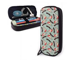 Pencil Case Pen Bag Bag Leder Langlebige Schüler mit doppeltem Reißverschluss Halter Box Organizer für Schulbüro Geschenk Schinken Hipster Pop Art Food