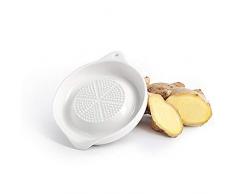 ZDY BOX 803 101 Ingwerreibe Reibe aus Keramik für Ingwer und Knoblauch Obstreibe Wasabireibe Gewürzreibe mit Antirutschfüßen 11 x 9 x 2 cm Weiß