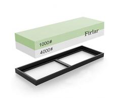 Firlar Wetzstein Abziehstein 1000/4000 mit 2-IN-1 Wetzstein Schärfen Stein Schleifklötze Kombination Schleifstein für Messer, Rutschfestem Silikonhalter