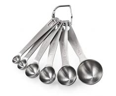 U-Taste Messlöffel Set mit 6 Löffel Messbecher Set Edelstahl 18/8, Measuring Spoons Küche Messbecher für Flüssige und Feste Koch