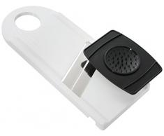 Fackelmann Gemüsehobel mit Restehalter, Gemüseschneider mit 2 Edelstahl-Klingen, hochwertiger Gurkenhobel (Farbe: Weiß/Schwarz), Menge: 1 Stück