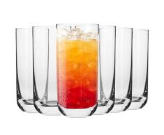 Krosno Longdrinkgläser Wassergläser Trinkgläser | Set von 6 | 360 ML | Glamour Kollektion | Perfekt für Zuhause, Restaurants und Partys | Spülmaschinenfest