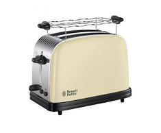 Russell Hobbs Toaster Colours+ creme, 2 extra breite Toastschlitze, inkl. Brötchenaufsatz, 6 einstellbare Bräunungsstufen + Auftaufunktion, Schnell-Toast-Technologie, 1670W, 23334-56