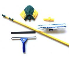6-tlg Fensterwischer-Set Fensterreiniger Profi Teleskop Fensterreiniger-Set Vario Fensterwischer mit Ersatz-Gummilippe