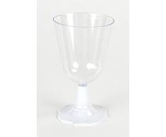 JMG S.R.L Romantische Weinkelche 130ml klar mit Fuß in weiß 6 Stück