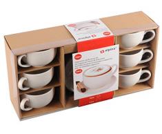 alpina Set-Cappuccino-tassen & Untersetzer, Keramik, Weiss, 10 cm, 12-Einheiten