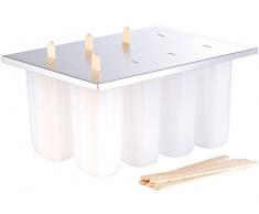 Rosenstein & Söhne Eis am Stiel Förmchen: Eis-am-Stiel-Bereiter mit 8 Eisformen und Holzstielen (Eis am Stiel Behälter)