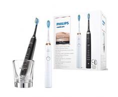 Philips Sonicare DiamondClean Elektrische Zahnbürste Doppelpack HX9392/40, 2 Schallzahnbürsten mit 5 Putzprogrammen und Ladeglas, rose-gold/schwarz
