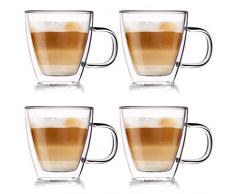 ORION GROUP Thermogläser 4 Stück Kaffeegläser Teeglas Kaffeeglas Doppelwandiges Doppelwandige Gläser Thermoglas für Kaffee Latte Cappuccino Tee 180 ml