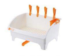 Abtropfgestell Aus Kunststoff – Geschirrabtropfgitter Mit Schwenkbarem Ausgießer – Geschirr Abtropfkorb Für Ein Lufttrocknen Auf Der Arbeitsplatte