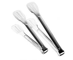 Lumanuby 1 Paar BBQ Zange Edelstahl Material Grillzange Praktische Servier Zangen Nützliches BBQ und Buffet Zubehör,Flaches Hohldesign