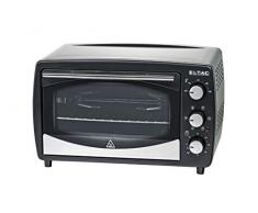 Eltac RG 15 Mini-Backofen / 23 Liter / 6 Heizfunktionen/Umluft/motorischer Drehspieß/Doppelglastür/Timer/Antihaftbeschichtung/viel Zubehör / 1500 Watt/schwarz, Edelstahl