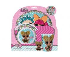 POS 30723 - Frühstücksset 3 teilig mit angesagtem L.O.L. Suprise Motiv, bestehend aus Teller, Schale und Becher, stabiles Melamin, bpa- und phthalatfrei, spülmaschinengeeignet