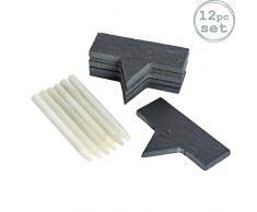 Argon Tableware Käseschild aus Schiefer. Käseplatte Lebensmittelbrett Marker Etiketten Schilder mit dünnen Kreidestiften - 70mm x 25mm - 6er Packung