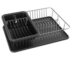 MSV Abtropfgestell Geschirrabtropfgestell, Abtropfgitter, Geschirr Abtropfkorb, Abtropfständer, Abtropfschale, Geschirrabtropfständer, Geschirrabtropfkorb, Farbe: Schwarz matt
