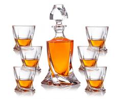 polar-effekt 7-TLG Karaffe Gläser Whisky-Set - Geschenkset aus Glas - Whiskey Dekanter 800ml mit 6 Whiskygläser 300ml - Geschenk-Idee für Männer Geburtstag, Weihnachten - ohne Geschenkverpackung