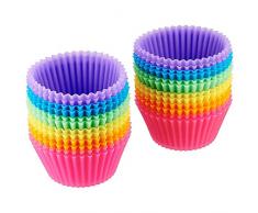 Cupcake-Formen, 24er-Pack wiederverwendbare Silikon-Backförmchen Muffin-Formen Regenbogen-Tassen für Kuchen-Eiscreme-Pudding