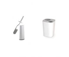 Joseph Joseph Flex - Toilettenbürste + Halter- weiß/grau & Slim - Abfalltrenner fürs Bad - weiß/grau