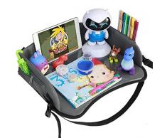 Reisetisch Knietablett Reisetablett Kinder Auto Kindersitz Spieltisch Kindertablett Einstellbar Multifunktion mit Multi-Taschen für Lange Autofahrten von YOOFOSS
