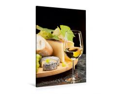 Premium Textil-Leinwand 80 x 120 cm Hoch-Format Weisswein mit Käseplatte Trauben | Wandbild, HD-Bild auf Keilrahmen, Fertigbild auf hochwertigem Vlies, Leinwanddruck von Wolfgang Steiner