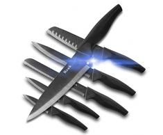 Wanbasion 6 Teilig scharfe Messer Set küche Edelstahl, küchen Messer Set schwarz hochwertig, Profi Messer Set für köche kochmesser rostfrei