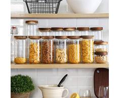 BESTonZON Vorratsglas aus Borosilikatglas Vorratsgläser Glas-behäler Einweck-Glas mit Bambus-Deckel (1000ml)