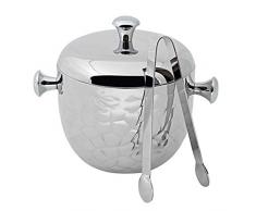 EDZARD Eiseimer Rico, mit Deckel und Eiszange, Edelstahl hochglanzpoliert, gehämmert, Höhe 18 cm