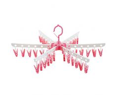 BEAUTOP 36 Clip Zusammenklappbar Wäscheständer, Wäschetrockner, Badewannen-Wäschetrockner, Badewannentrockner Winddicht Unterwäsche Socken Halter Tragbar Aufhänger, Plastik, Rose, 20x20cm