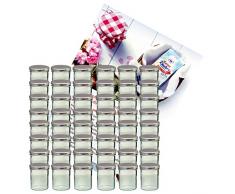 MamboCat 48er Set Sturzglas 350 ml Marmeladenglas Einmachglas Einweckglas to 82 silberner Deckel incl. Diamant-Zucker Gelierzauber Rezeptheft