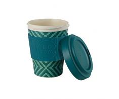 BIOZOYG Bio Coffee-to-Go-Becher Bambus mit Deckel und Silikonmanschette I Nachhaltiger Bambus Trinkbecher to Go Kaffee-Becher Bamboo Raute Ø 9 cm, Höhe 12 cm I Kaffeetrinkbecher to Go 400 ml
