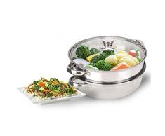 27cm / 11in 2-Schicht-Dampfer-Topf Edelstahl Dampf Topf Gemüse Eier Dampfende Garnele Suppe Nahrungsmitteldoppelkessel Dampfendes Kochgeschirr