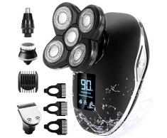 Rasierer Herren Elektrisch OriHea Glatzen Rasierer LED-Display Präzisionstrimmer Bartschneider Nass &Trockenrasierer IPX7 Wasserdicht, 5 IN 1 Rotationsrasierer Männer(BS02)