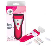Veet Sensitive Shave Rasierer – Elektrischer Rasierer für Damen – Für eine sichere & schnittfreie Nass- und Trockenrasur – 1 x Elektrorasierer mit Zubehör