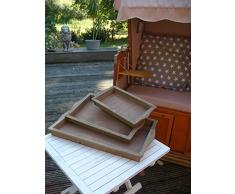 Dekoratives Tablett-Set, (3 Stück) Holz, 3 Größen grau-braun 55-37 cm