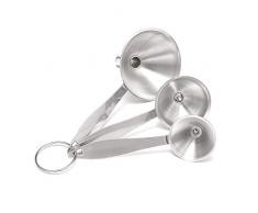 Gobesty Edelstahl Trichter Set, 3 Stück Kleiner Edelstahltrichter Metalltrichter Küche Trichter aus Edelstahl Strainer Trichter Set Stapelbarer Kleiner Trichter mit Griff für die Übertragung