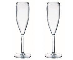 Viva Haushaltswaren - 2 x bruchfestes Sektglas 190 ml, Kunstoffgläser (Polycarbonat) im Set als Partygläser, Picknickgläser & Bootsgläser etc. verwendbar (wie echtes Glas)