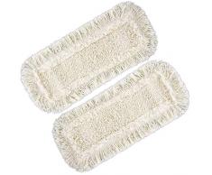 Zwei Stück Wischmopbezug Ersatzbezug Set Baumwolle für 50 cm Wischmop Klapphalter MADE IN GERMANY, Bodenwischer Mop für Bodenbeläge wie Laminat Echtholzböden Dielen Putzlappen, Parkett Schrubber