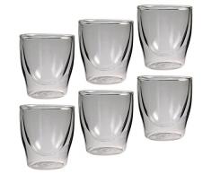 Feelino Bloomino doppelwandige Espresso-Gläser, 6er-Set 80ml Thermo-Gläser mit Schwebe-Effekt im Geschenkkarton, 6x 80ml