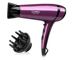 2200W Föhne Tragbar Haartrockner Schnelle Trockner Fön mit Konzentrator, CONFU Föhn mit Tasche 2 Geschwindigkeit 3 Hitze DC Motor, Kalte Schuss Stufe Taste Diffusor und Richt Styling Volett