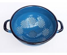 DanDiBo Abtropfschale Sieb 553C - Blau emailliert 22 cm Emaille Abtropfsieb Küchensieb Email