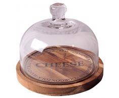 Käseglocke Servierglocke Holzplatte Glasdeckel Servierhaube Käsehaube Holz Glas