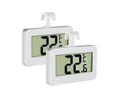 Kühlschrank Thermometer,LCD-Digitaler Kühlschrank Gefrierschrank Thermometer Monitor mit großem LCD-Bildschirm, magnetische Rückseite Haken zum Aufhängen und ausziehbarer Ständer 2er-Pack