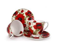 Vintage Porzellan Kaffeetassen (170 ml) Set mit 2 Untertassen Teetassen Cappuccinotassen