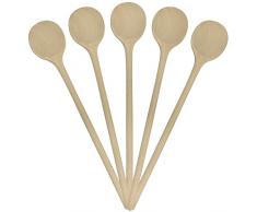 Grillplanet Holzkochlöffel Kochlöffel Koch-Löffel 35 cm Set unbehandelt (Hartholz Buchenholz) Back-Löffel, geeignet zum Basteln für Pfannen, Gulaschtopf und Gulaschkessel (Kochlöffel 5 Stück)